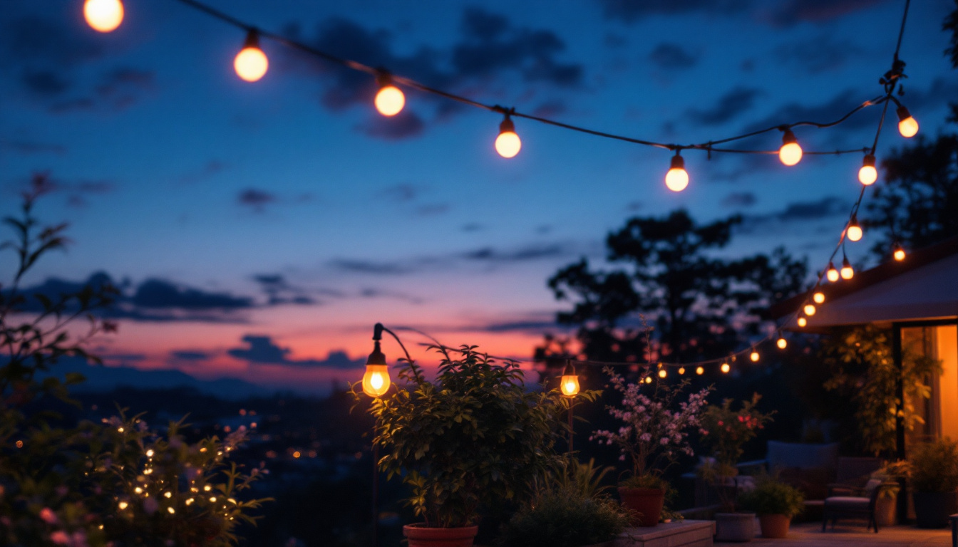 A photograph of a beautifully illuminated outdoor space at dusk