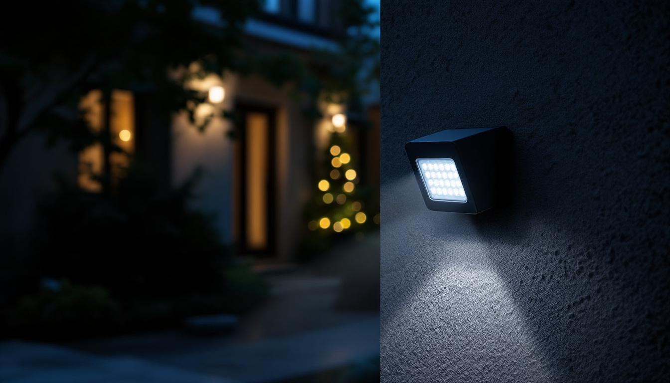 A photograph of a motion security light in action
