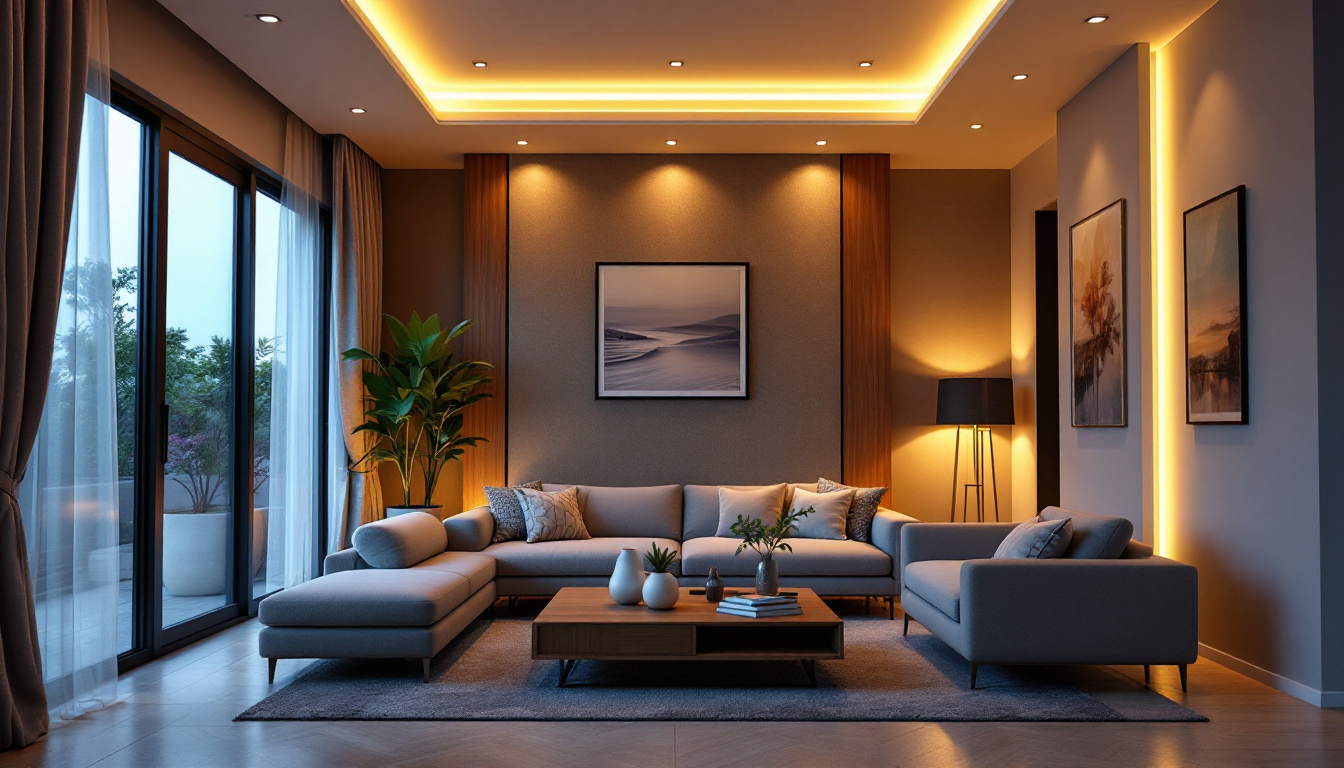 A photograph of a beautifully designed room featuring recessed led lighting