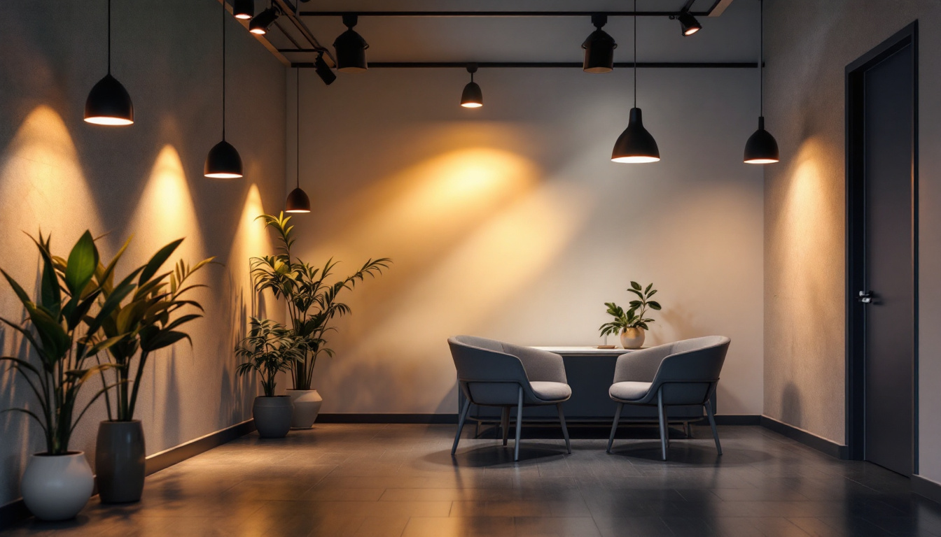 A photograph of a beautifully lit interior space showcasing innovative lighting designs and fixtures from espen technology