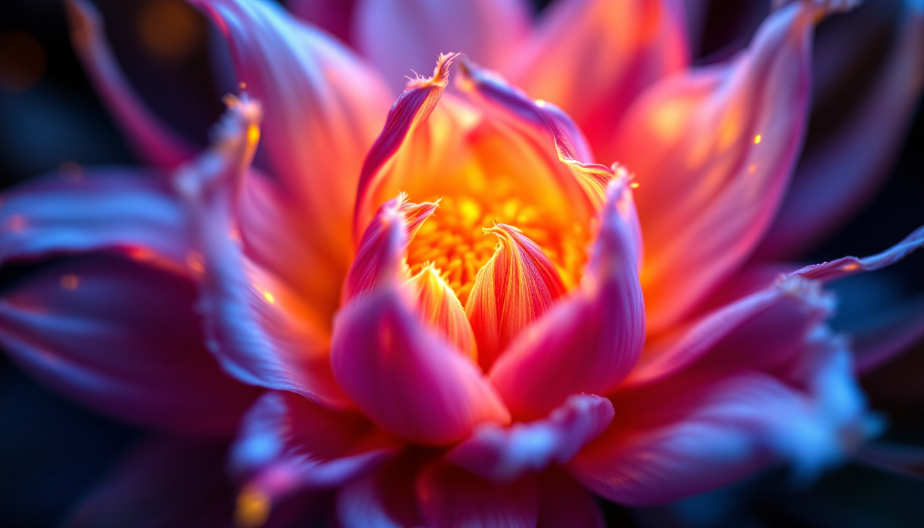 A photograph of a close-up of a vibrant corn bulb illuminated by soft