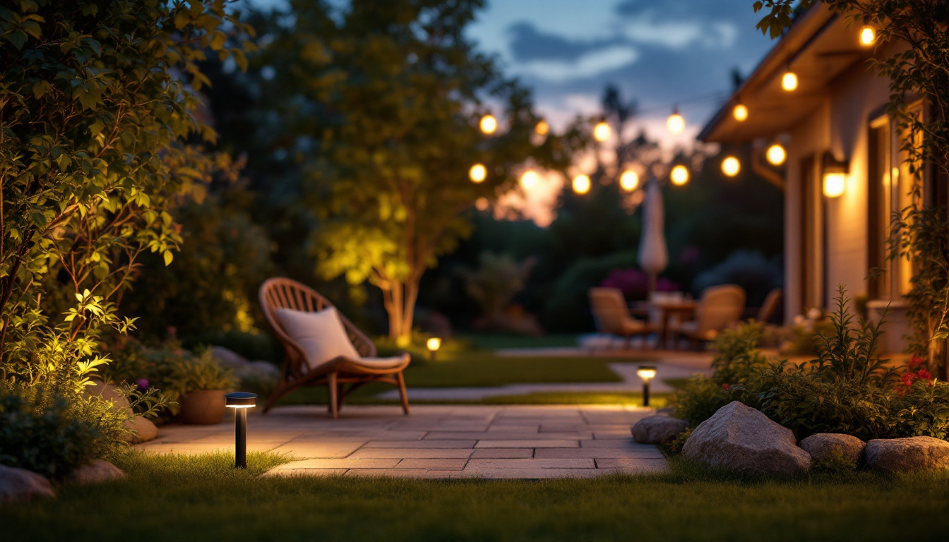 A photograph of a beautifully illuminated outdoor space at dusk