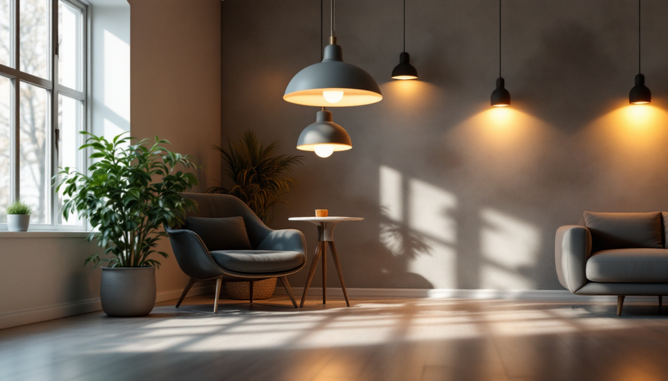 A photograph of a beautifully lit interior space showcasing various lighting fixtures