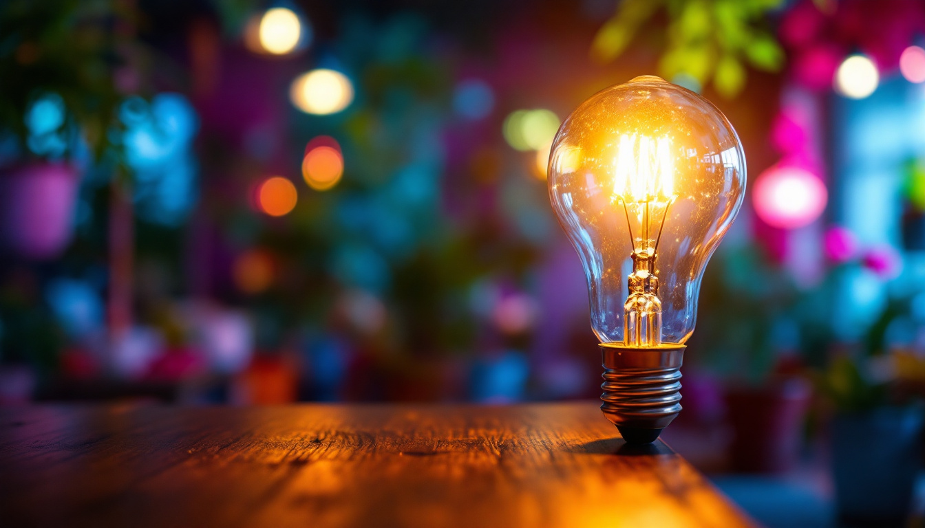 A photograph of capture a photograph of a metal halide bulb illuminating a vibrant indoor or outdoor space
