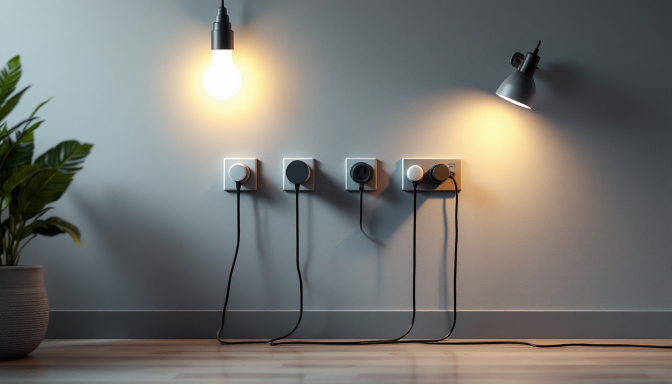 A photograph of a stylishly arranged four-wall outlet setup in a modern room