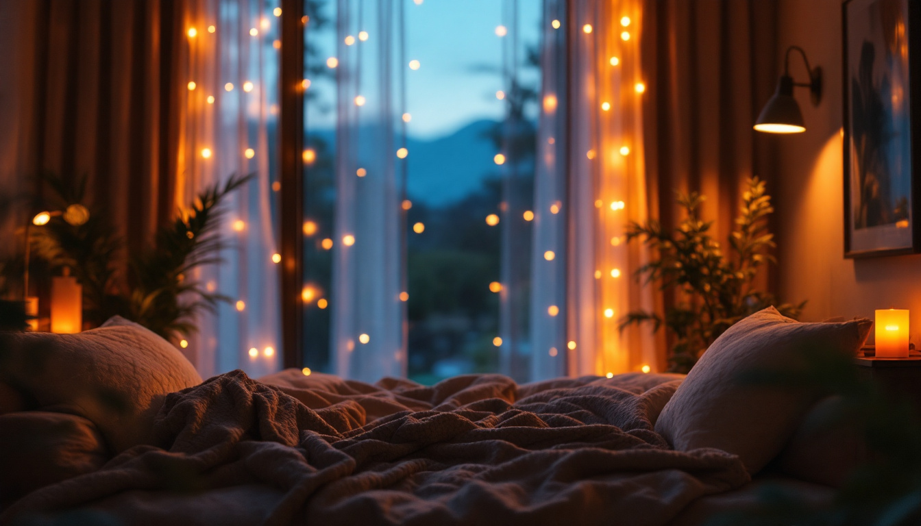 A photograph of a beautifully lit room featuring an automatic light timer in action