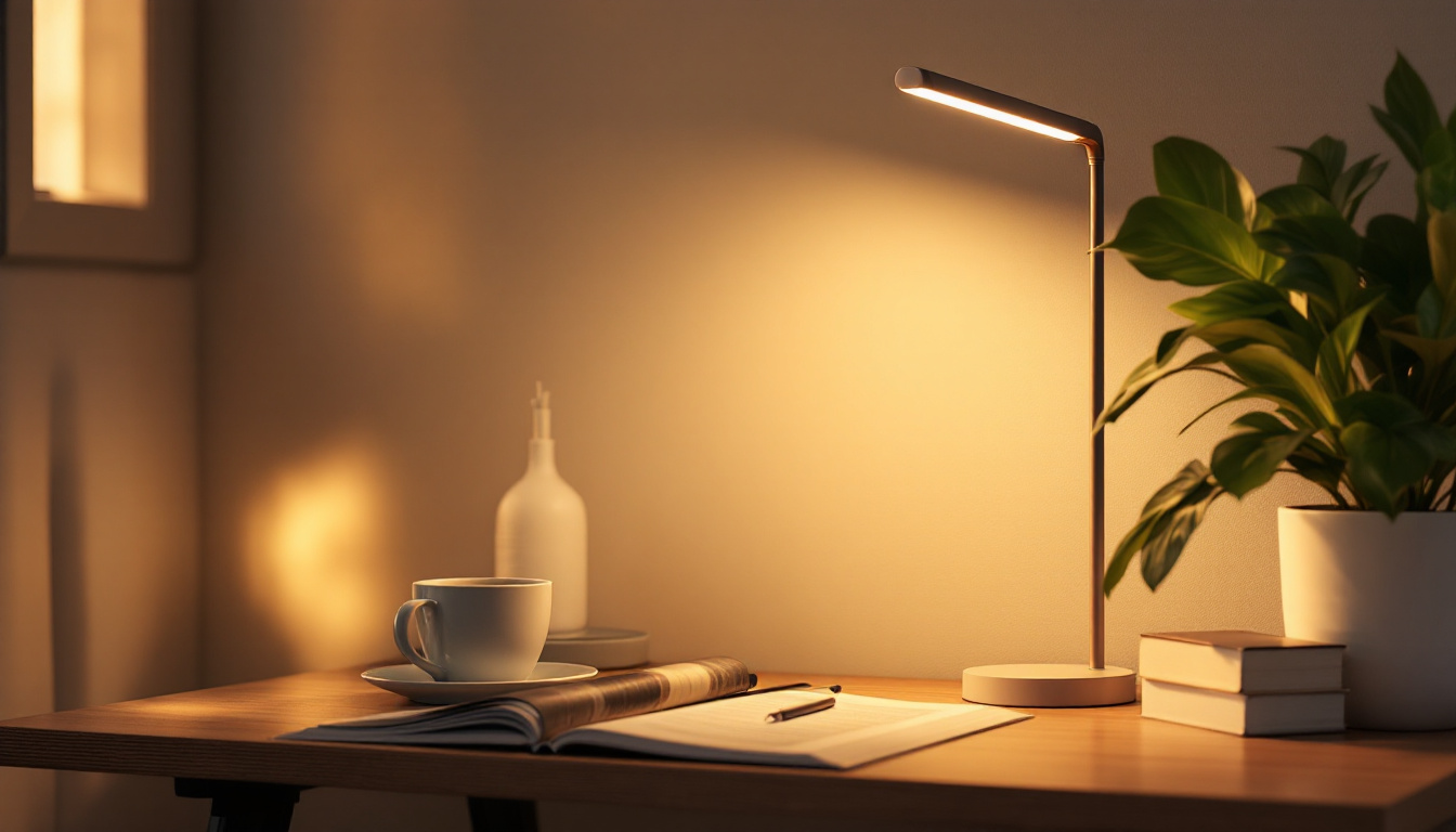A photograph of a stylishly arranged pc tube light on a table