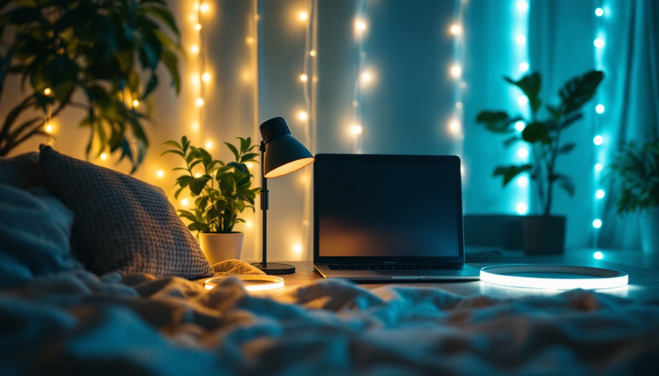 A photograph of capture a photograph of a beautifully lit space featuring led tape lights with a diffuser