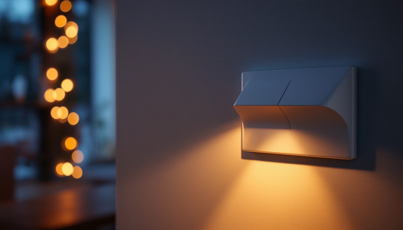 A photograph of a stylish button switch light in an inviting interior setting