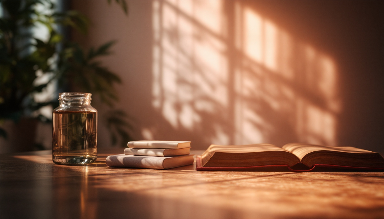 A photograph of a beautifully lit scene that showcases the interplay of natural and artificial lighting