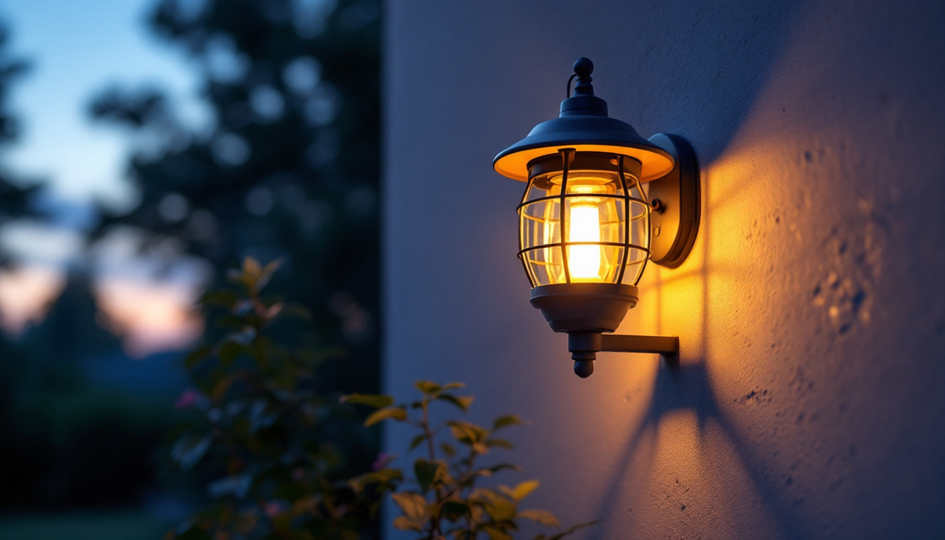 A photograph of a beautifully designed solar lantern mounted on a wall