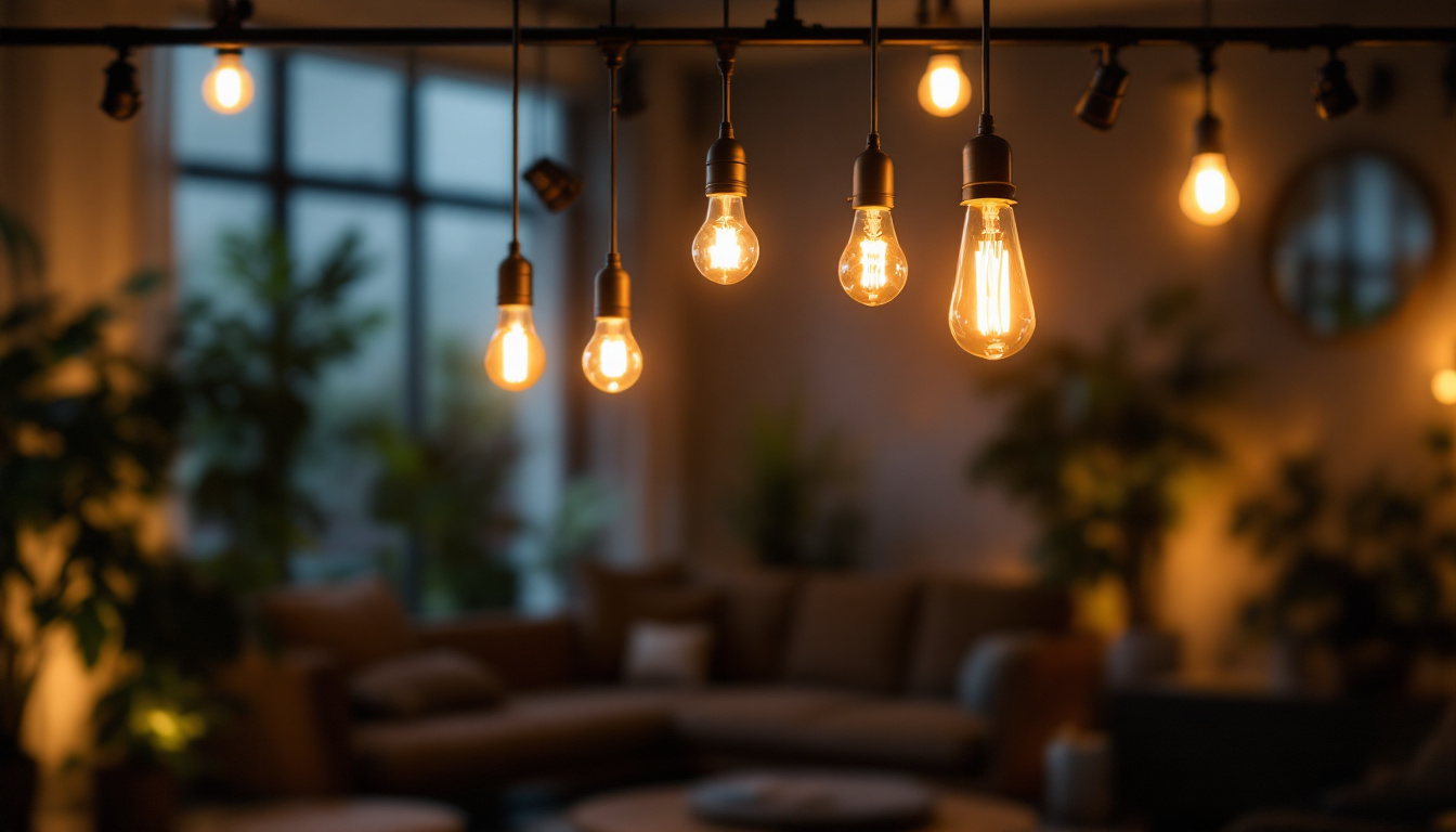 A photograph of capture a photograph of a stylishly arranged track lighting setup in a modern interior