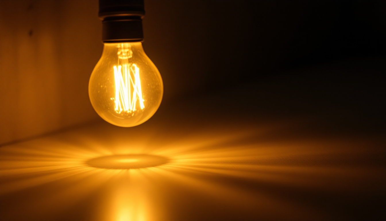 A photograph of a glowing halide bulb in a dimly lit environment