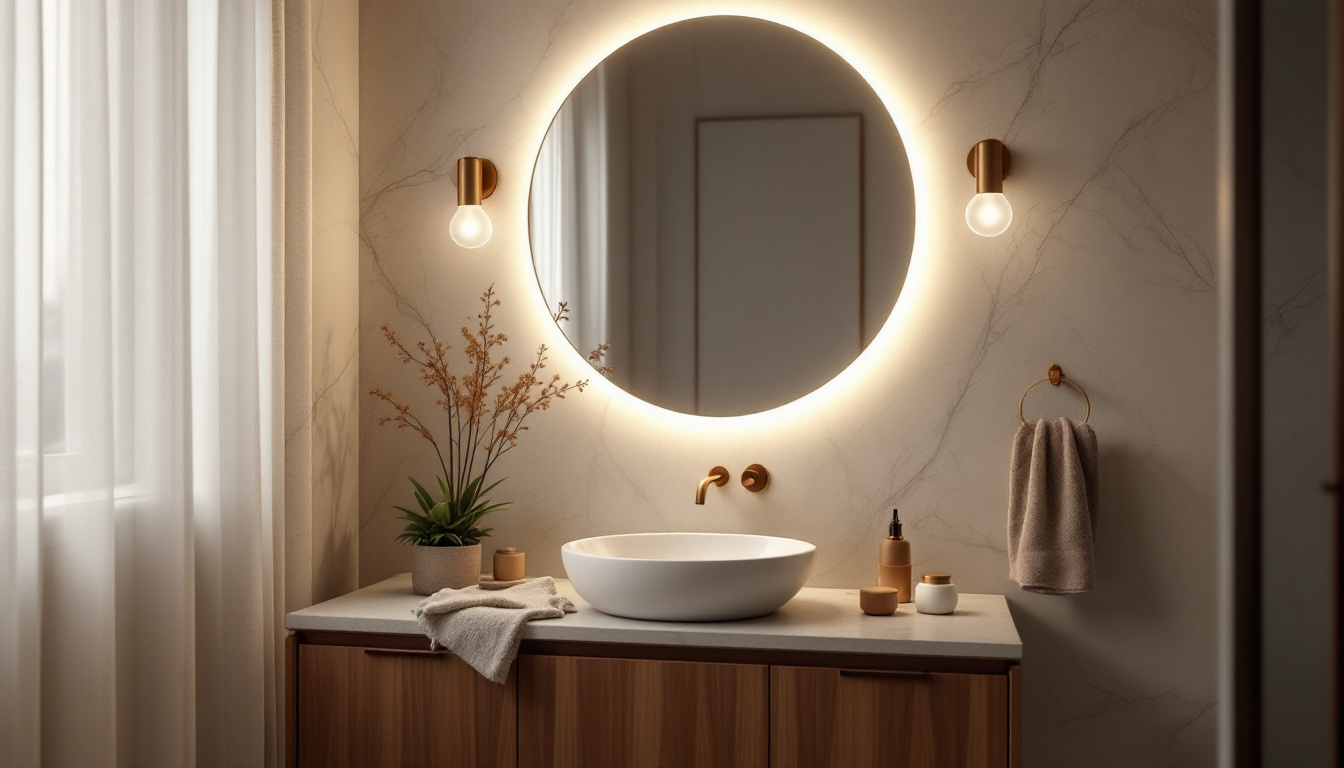 A photograph of a beautifully designed vanity light fixture in a stylish bathroom setting