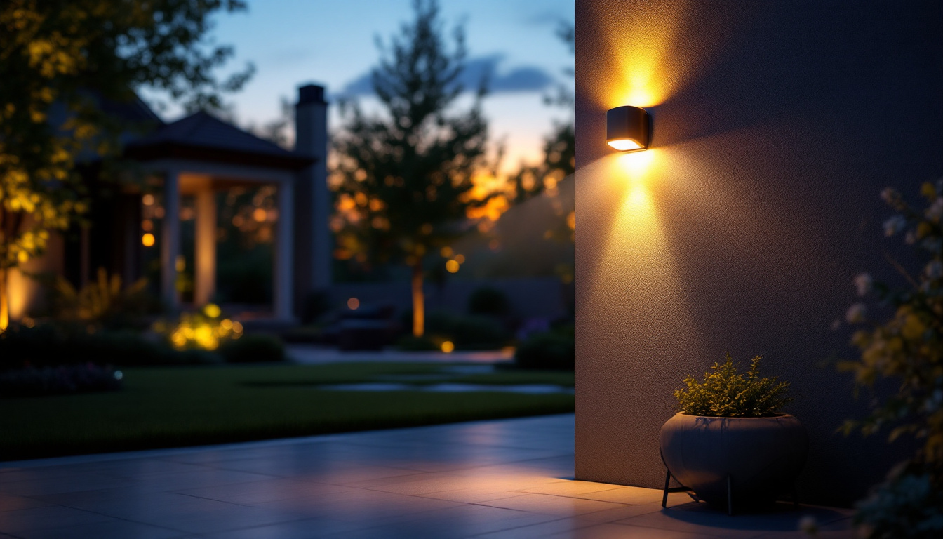 A photograph of a beautifully illuminated outdoor space at dusk