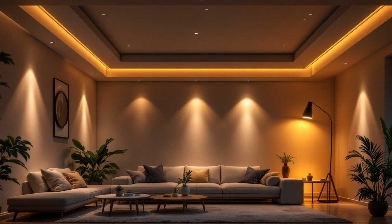 A photograph of a beautifully designed room showcasing various recessed lighting fixtures in action