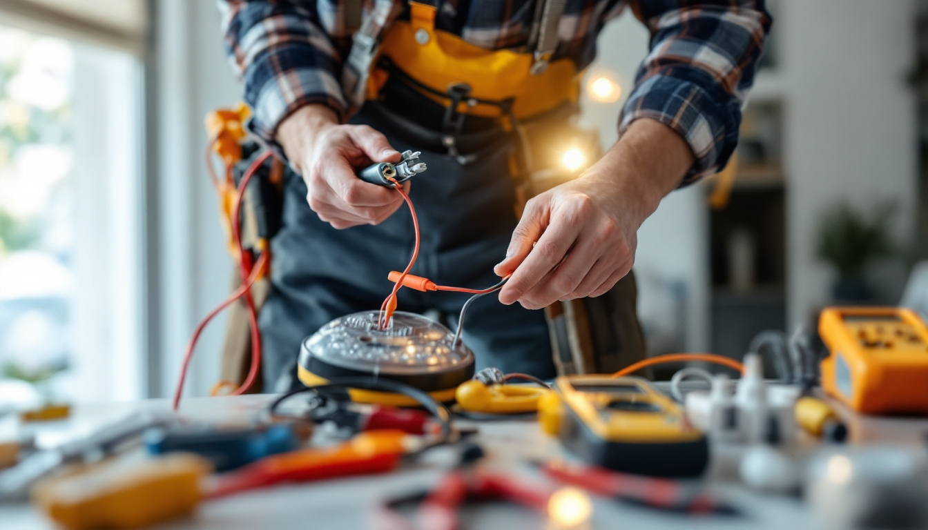 A photograph of a skilled electrician at work