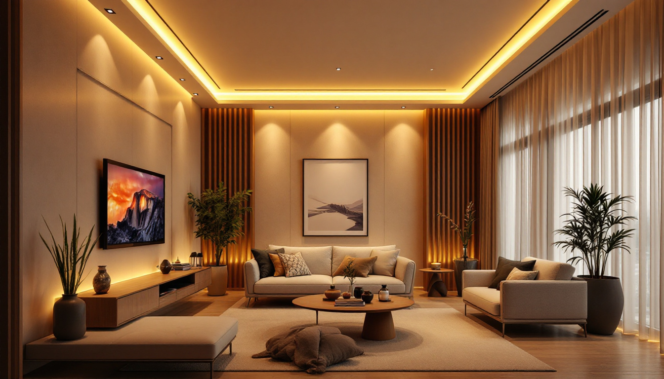 A photograph of a beautifully designed room featuring recessed led lighting