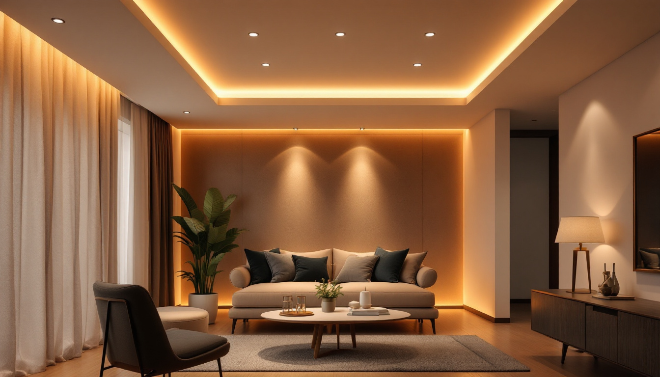 A photograph of a stylishly designed room featuring led recessed lighting