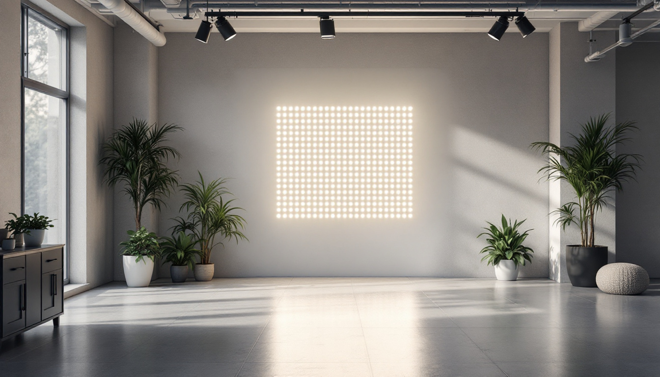 A photograph of an 8-foot led light installation in a well-lit space