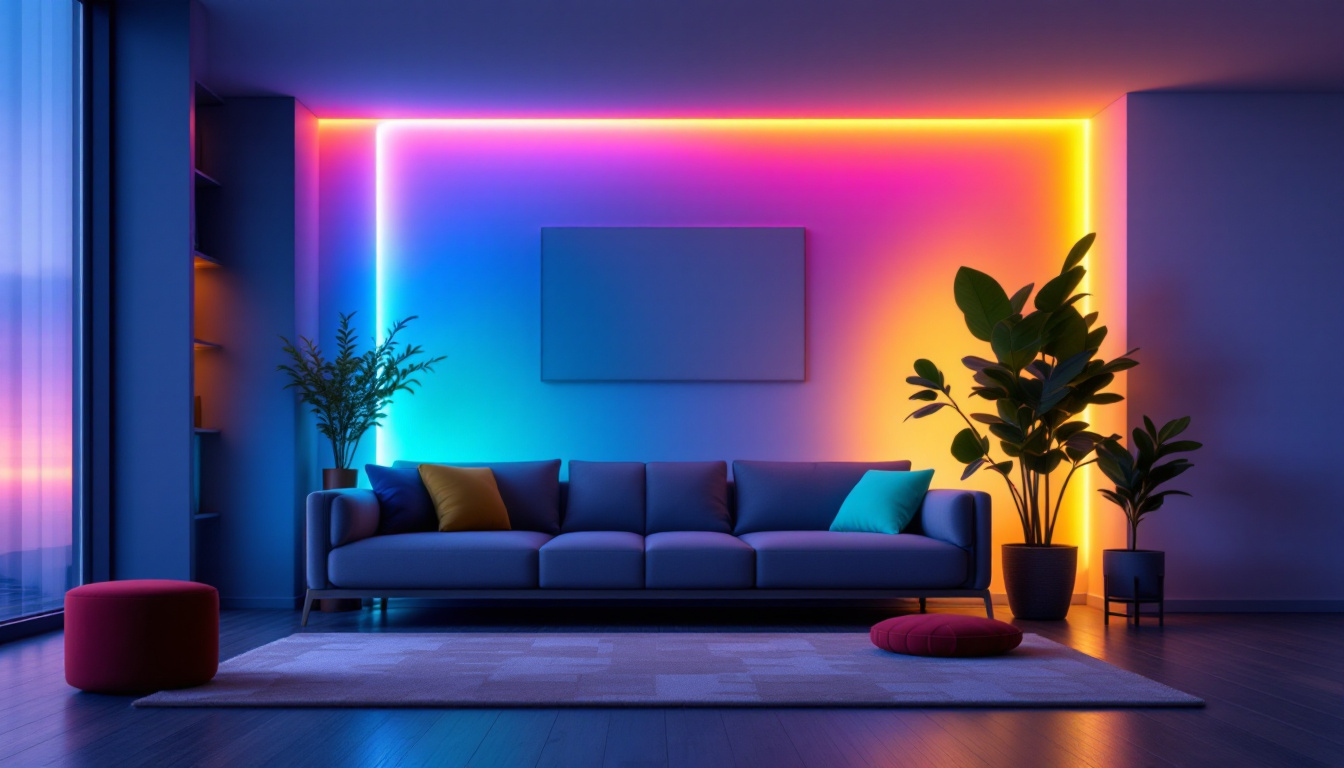 A photograph of a beautifully arranged led strip kit in a modern setting