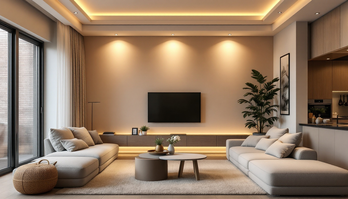 A photograph of a stylishly designed room featuring led retrofit recessed can lights illuminating the space