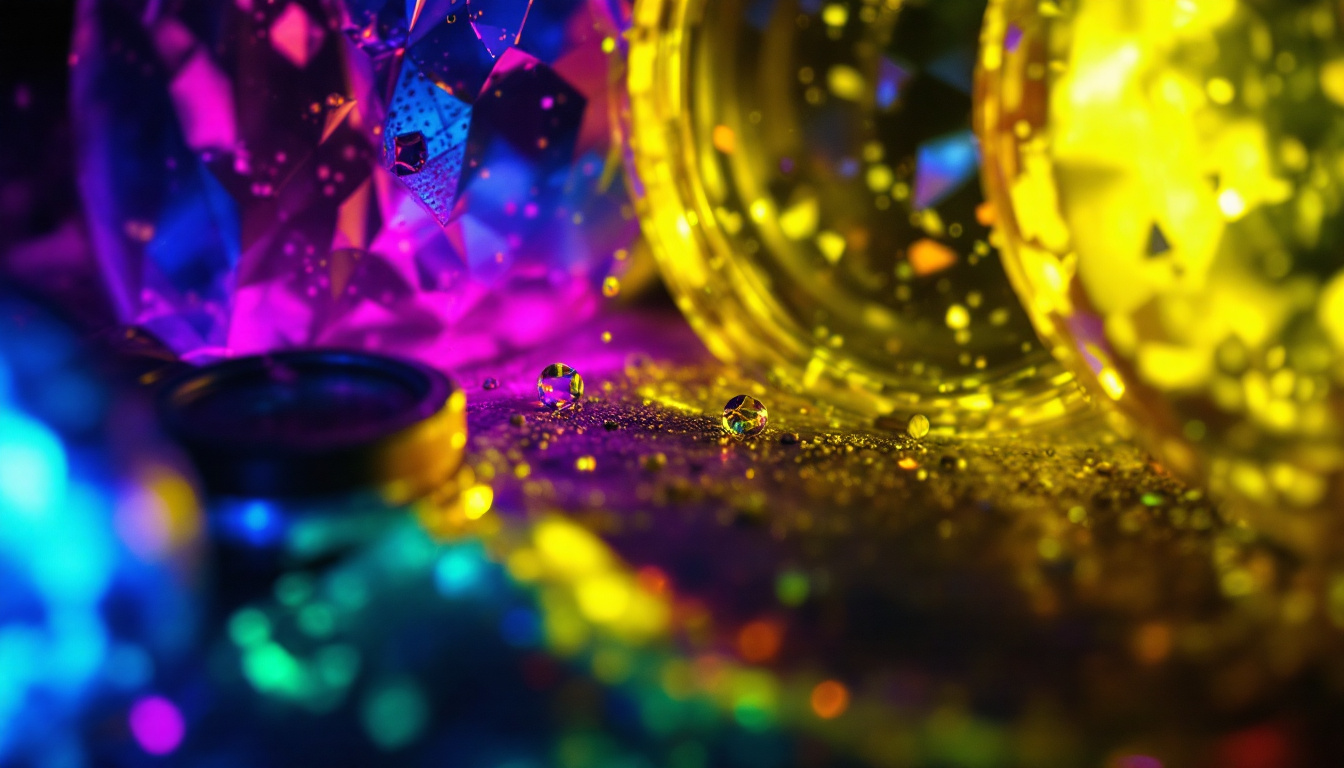 A photograph of a close-up shot of a uv light source illuminating various objects