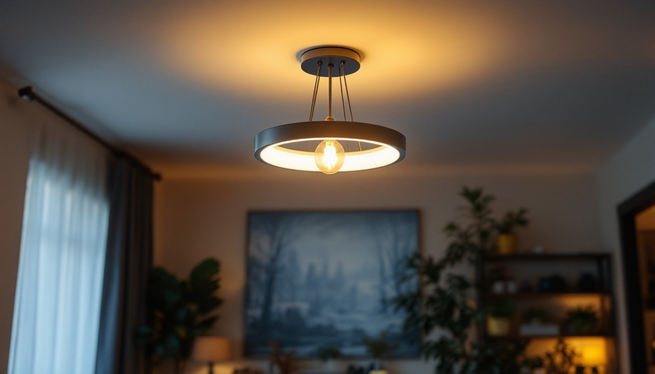 A photograph of capture a photograph of a stylish 40-inch ceiling light fixture in a well-lit room