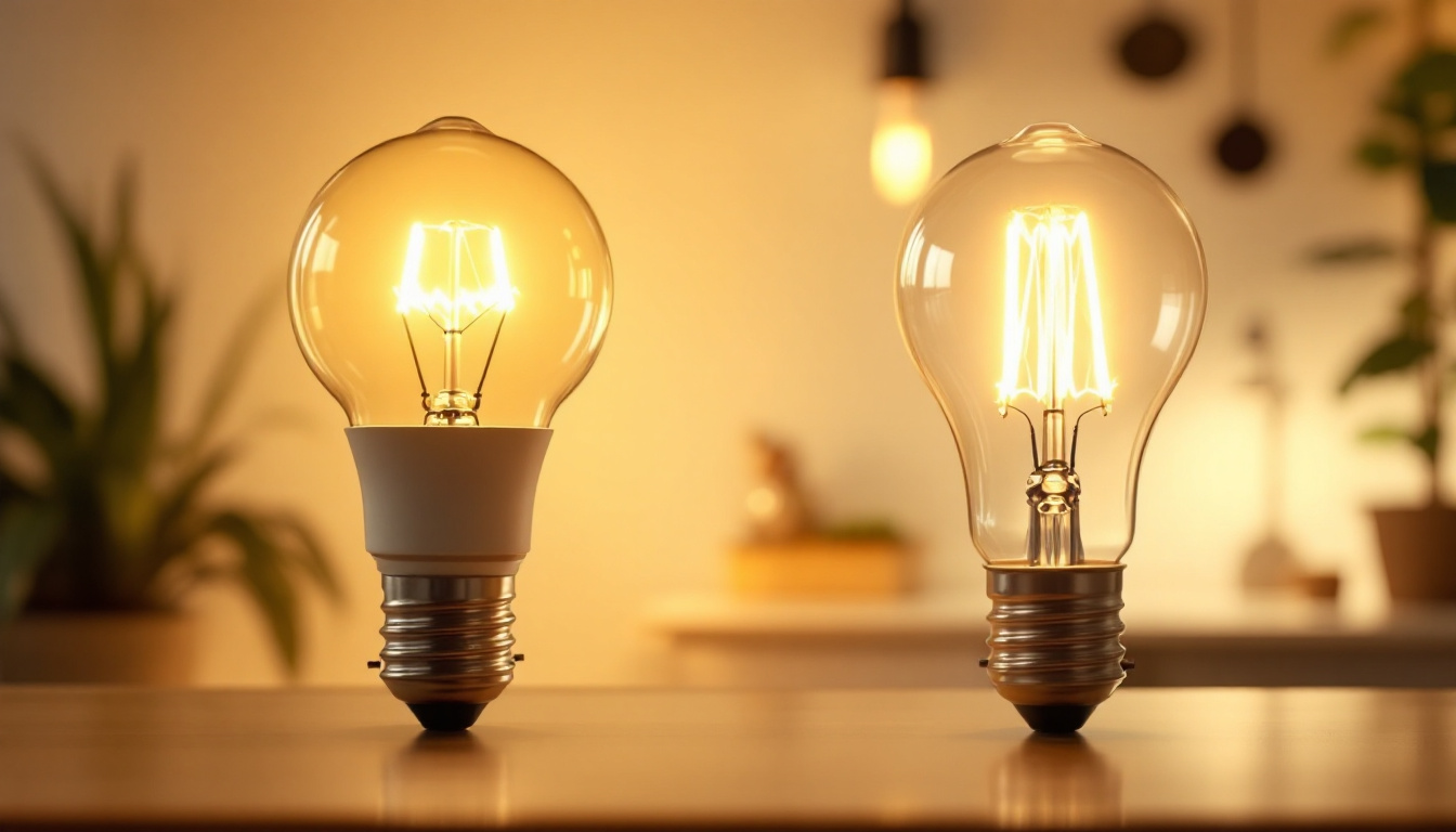 A photograph of a side-by-side comparison of a traditional pl 18 lamp and its led replacement