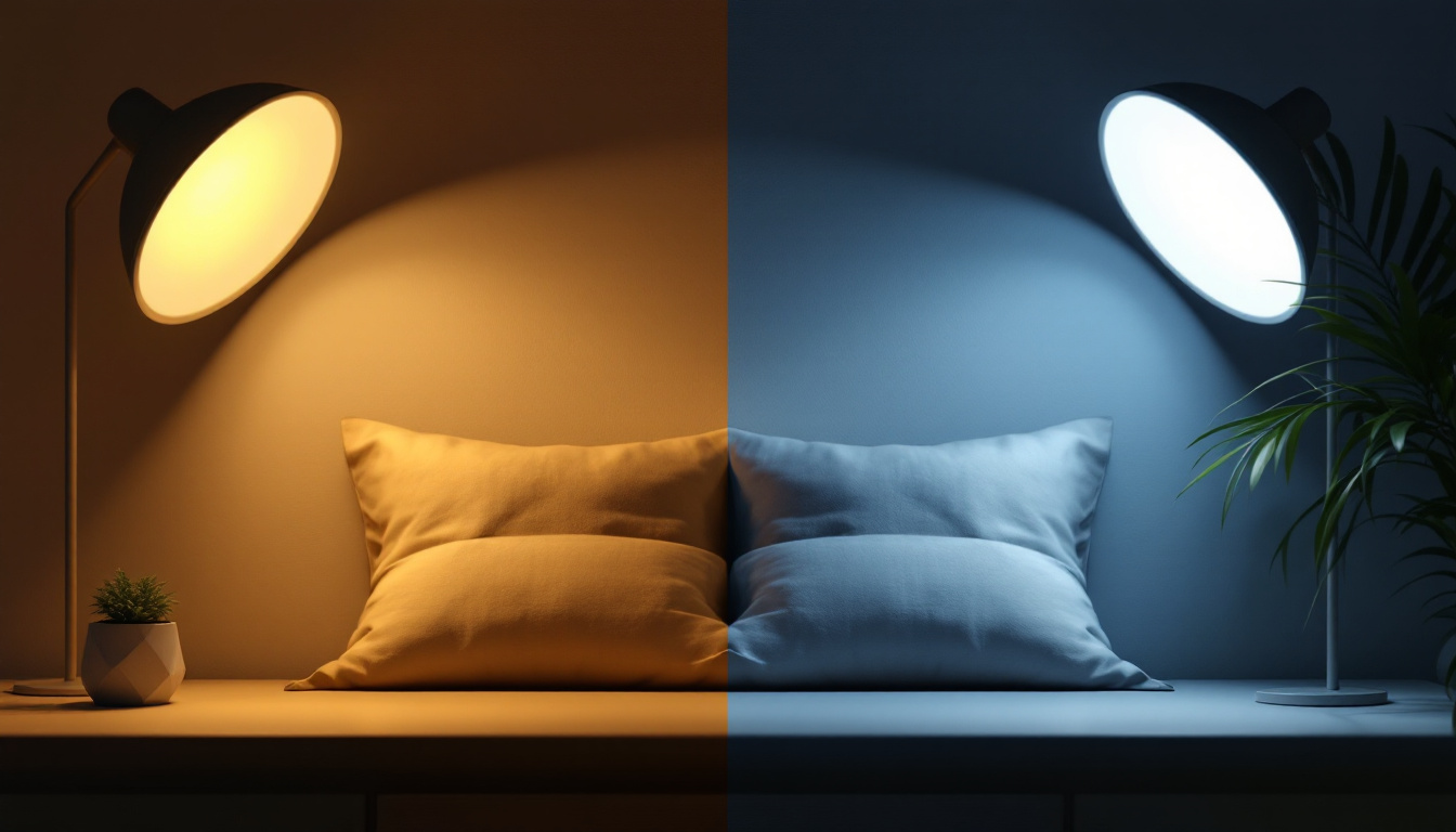 A photograph of a side-by-side comparison of two light sources