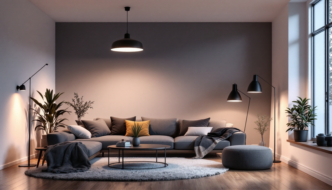 A photograph of a well-lit room showcasing a variety of satco lighting fixtures