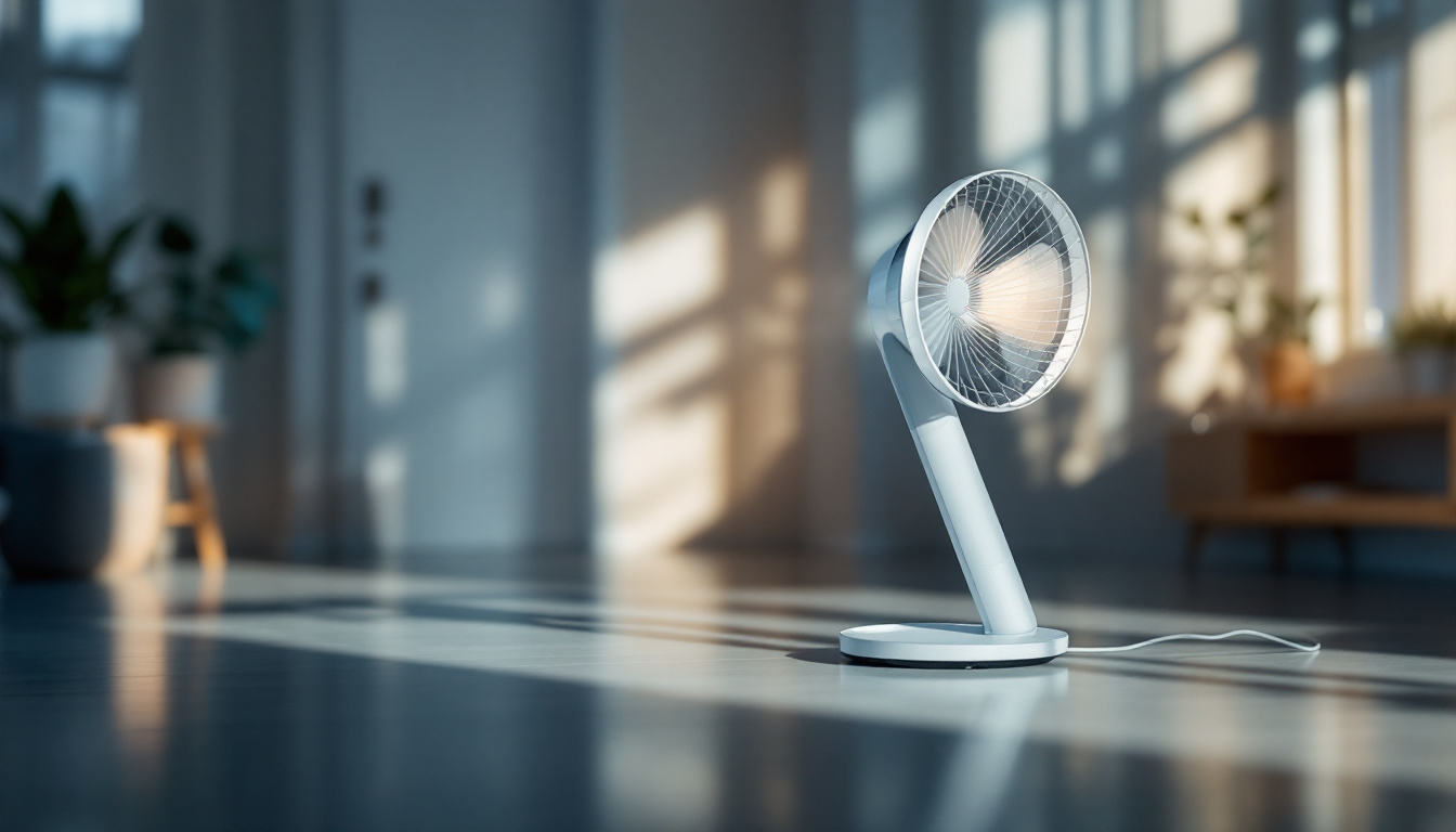 A photograph of a celin fan in a well-lit setting
