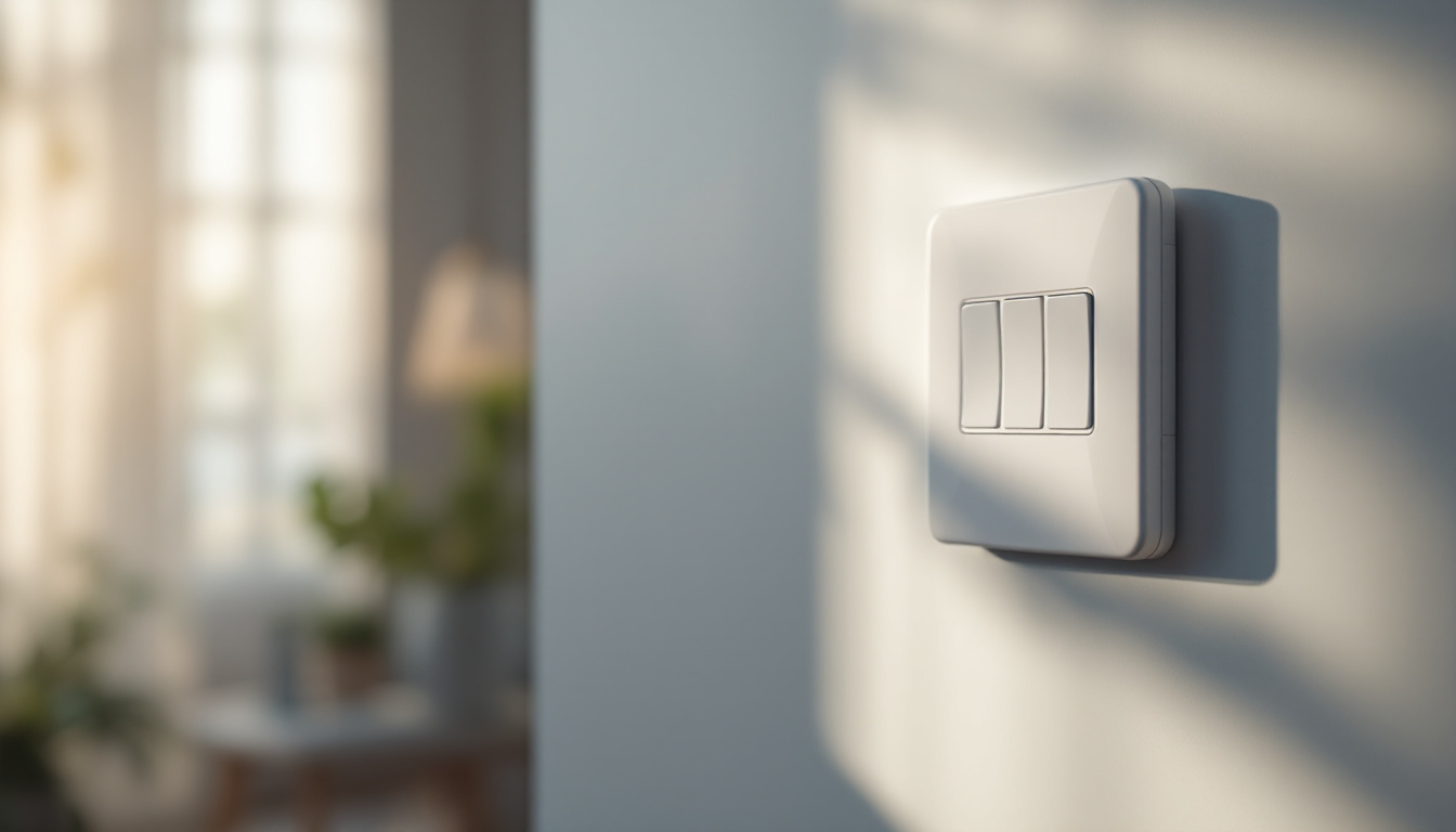 A photograph of a stylish light switch in a well-lit room