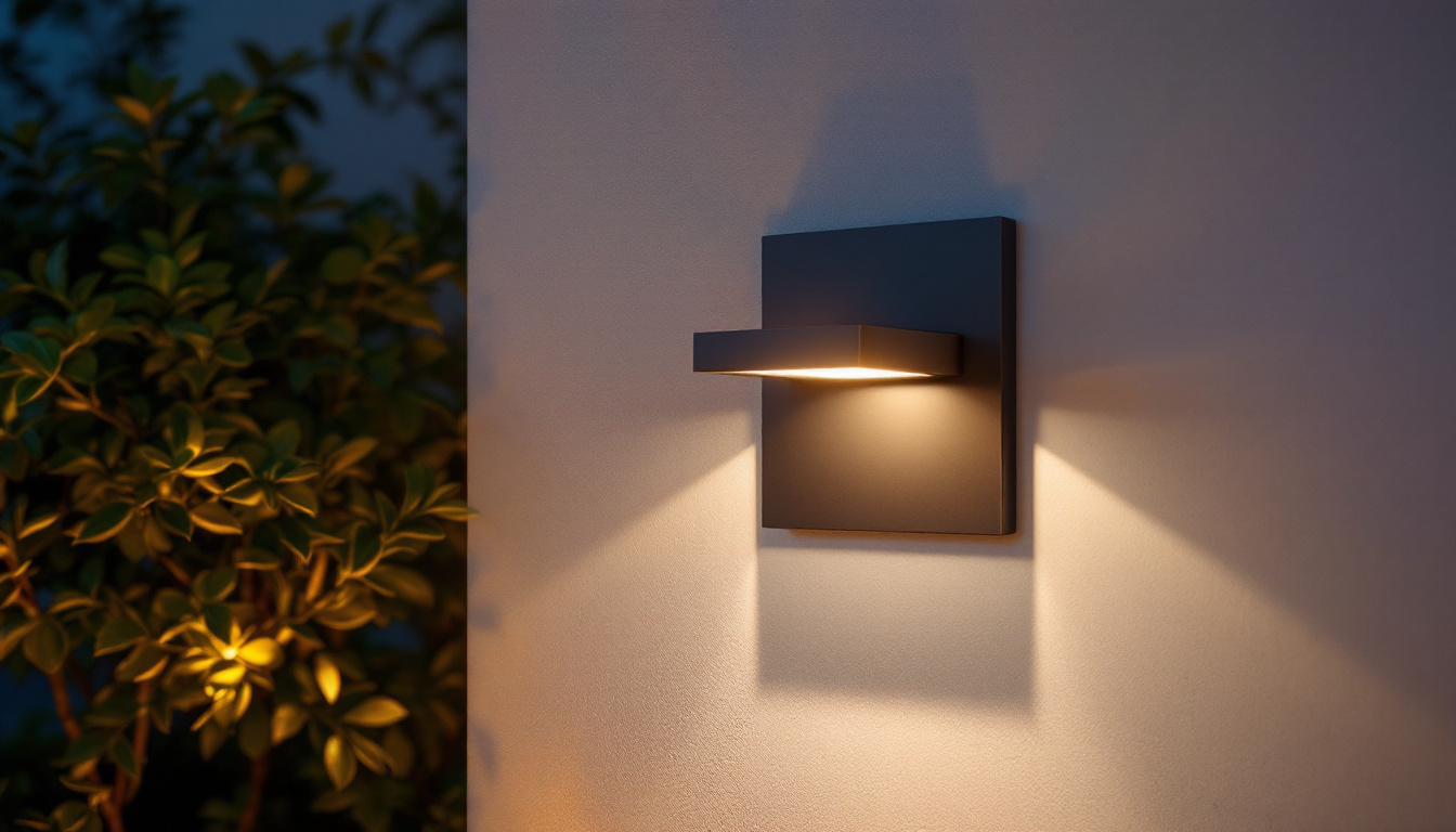 A photograph of a beautifully designed outdoor recessed light fixture illuminated at dusk