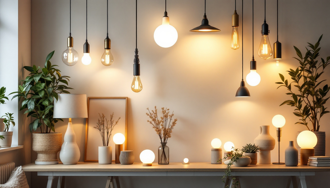 A photograph of a beautifully arranged display of various light fixtures in a well-lit