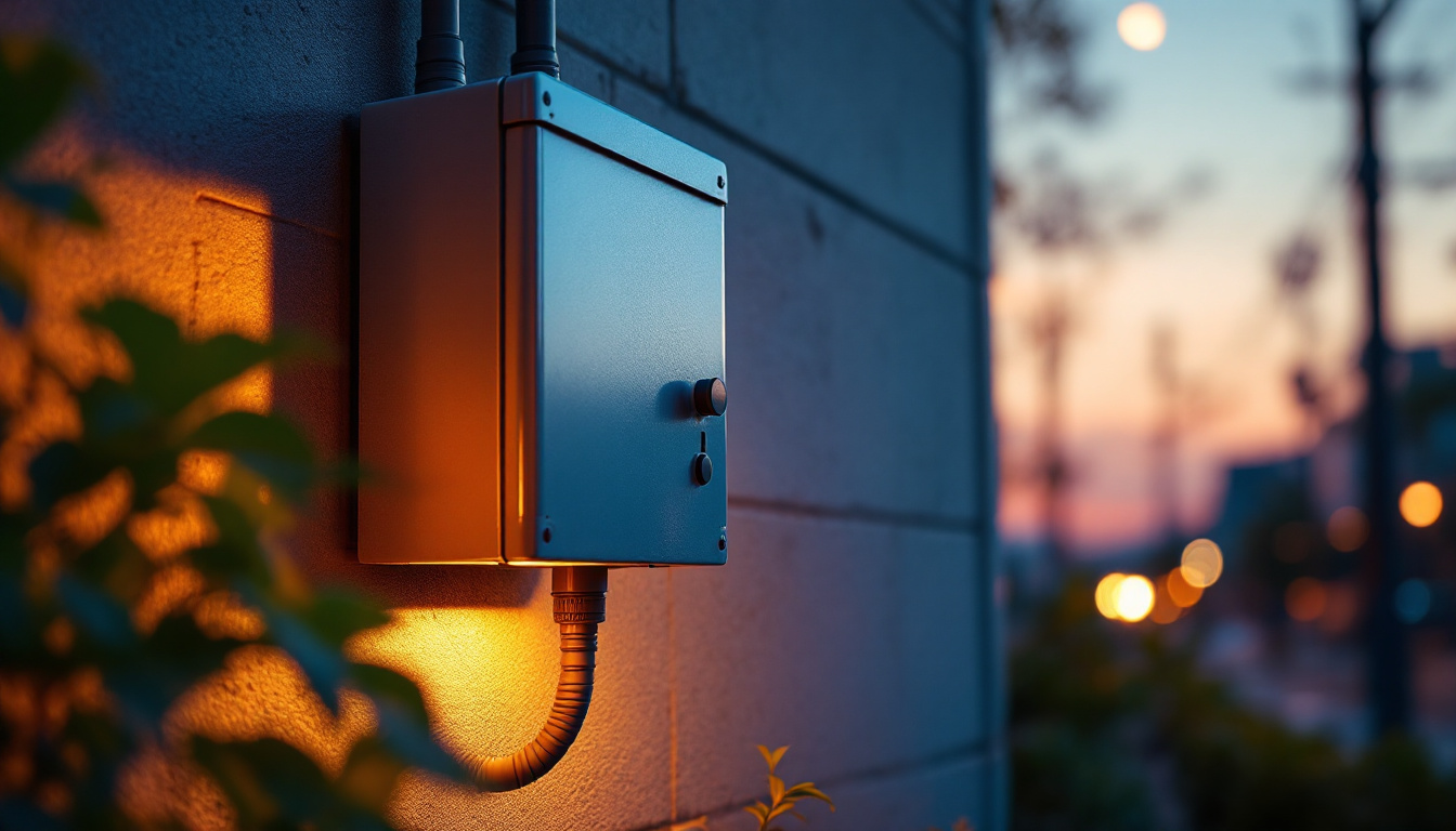 A photograph of capture a photograph of an exterior electric box mounted on a building