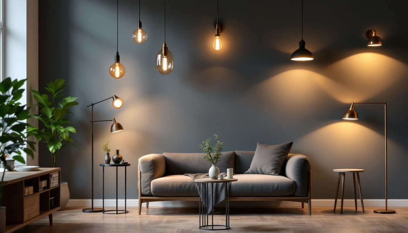 A photograph of a beautifully lit interior space showcasing a variety of electric lighting products