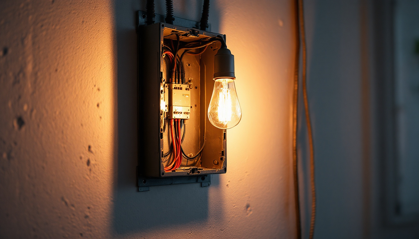 A photograph of capture a photograph of an electrical junction box with a light fixture installed