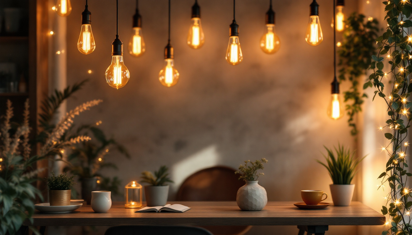 A photograph of a beautifully styled interior space featuring a variety of light bulb decor options