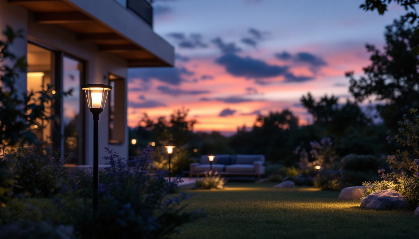 A photograph of a beautifully illuminated outdoor space at dusk