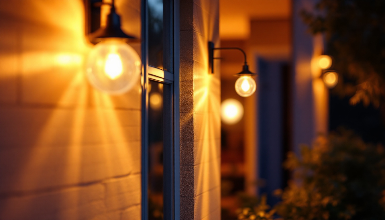A photograph of capture a photograph of an inviting front entrance illuminated by stylish outdoor lights