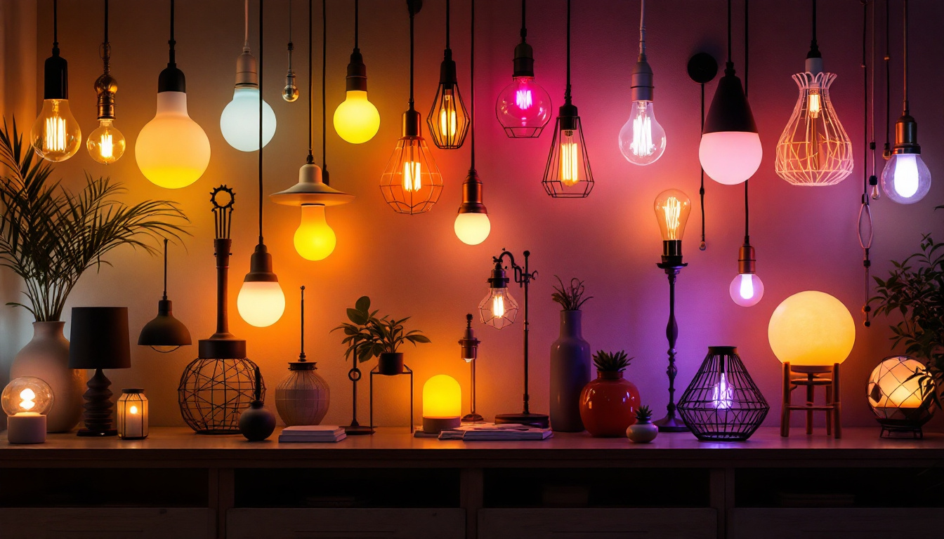 A photograph of a beautifully arranged display of various lighting fixtures