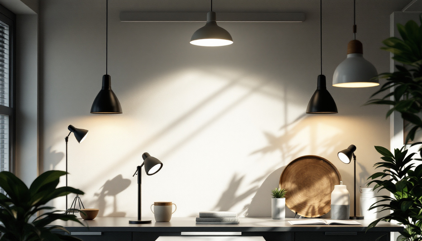 A photograph of a well-lit indoor space showcasing various lighting sources