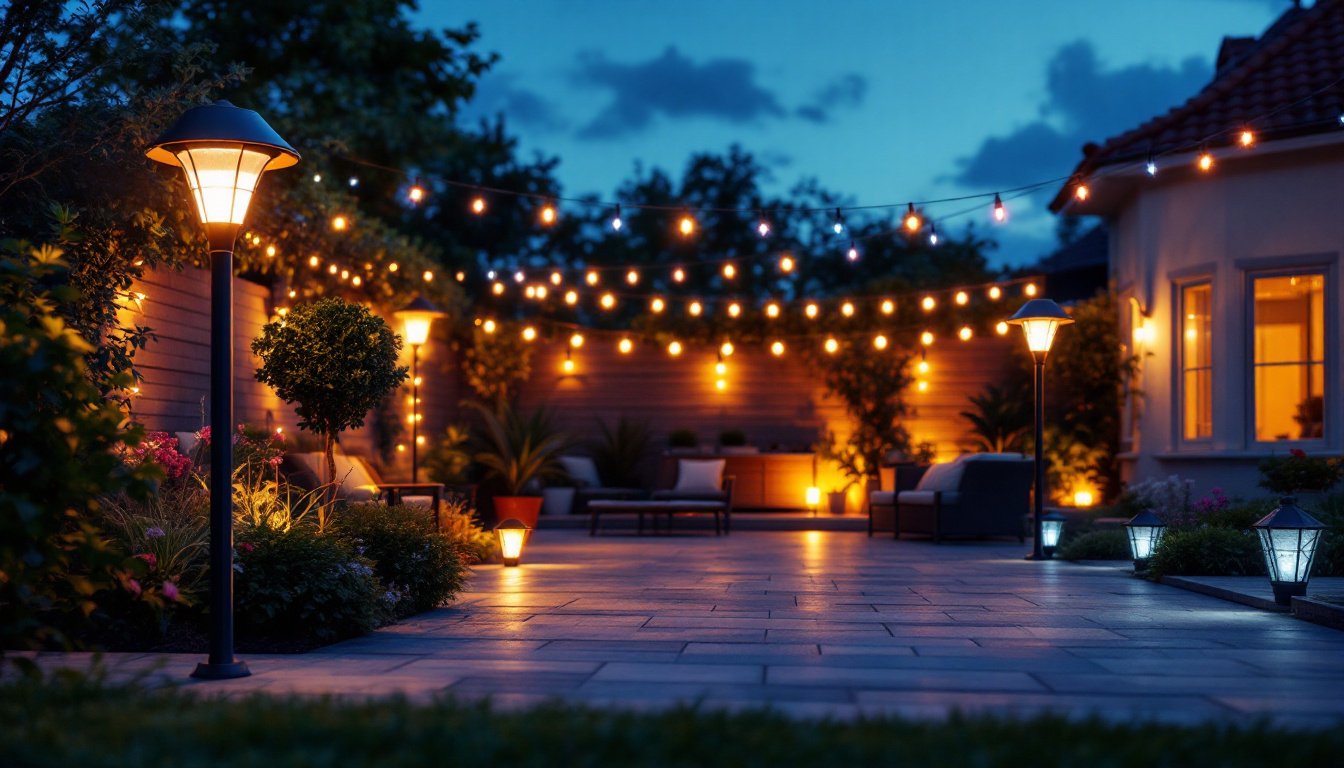A photograph of a beautifully illuminated outdoor space at dusk