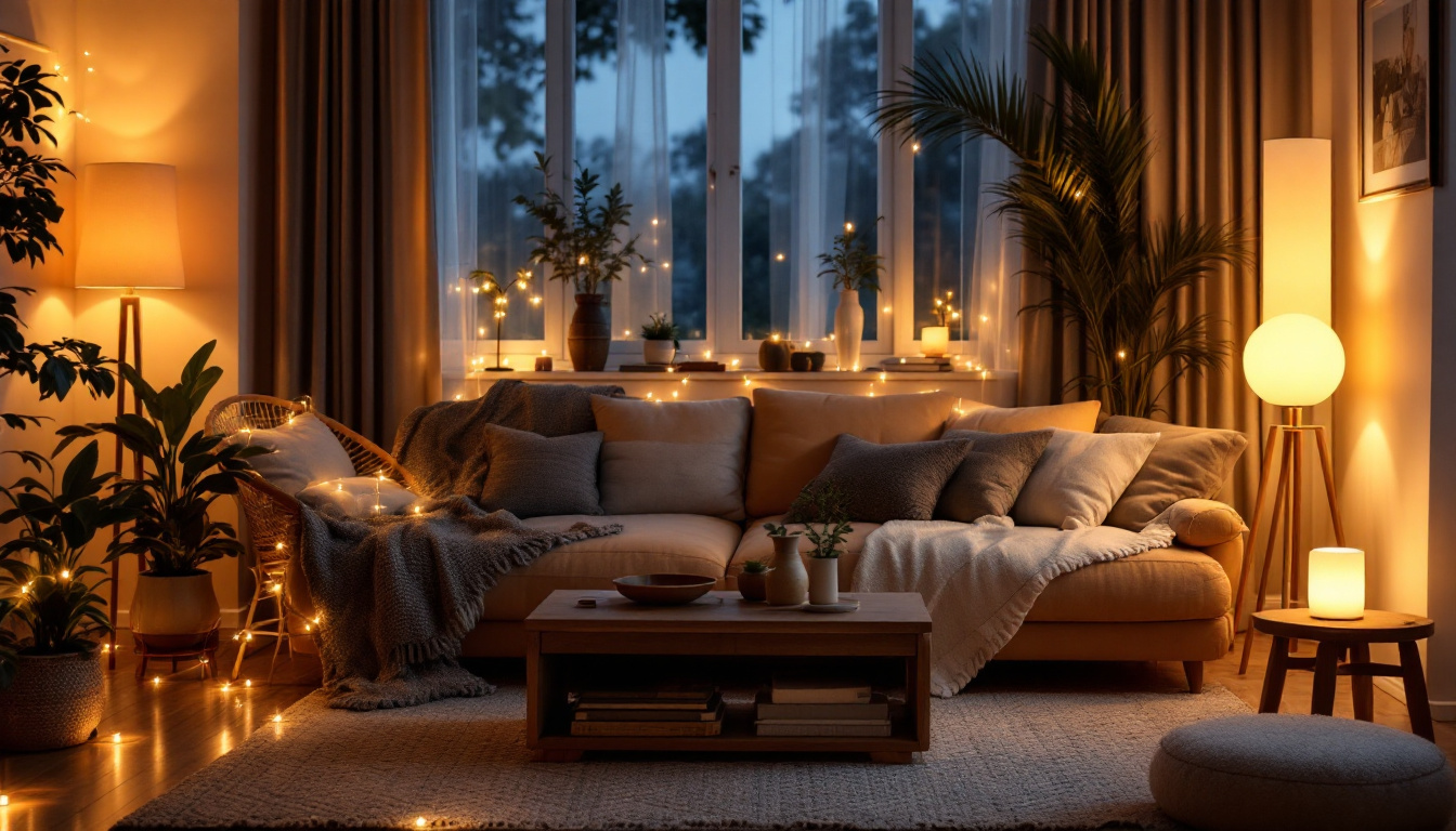A photograph of a cozy living space illuminated by various sylvania led lamps
