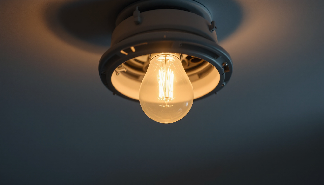 A photograph of a close-up of a light fixture with its ballast exposed