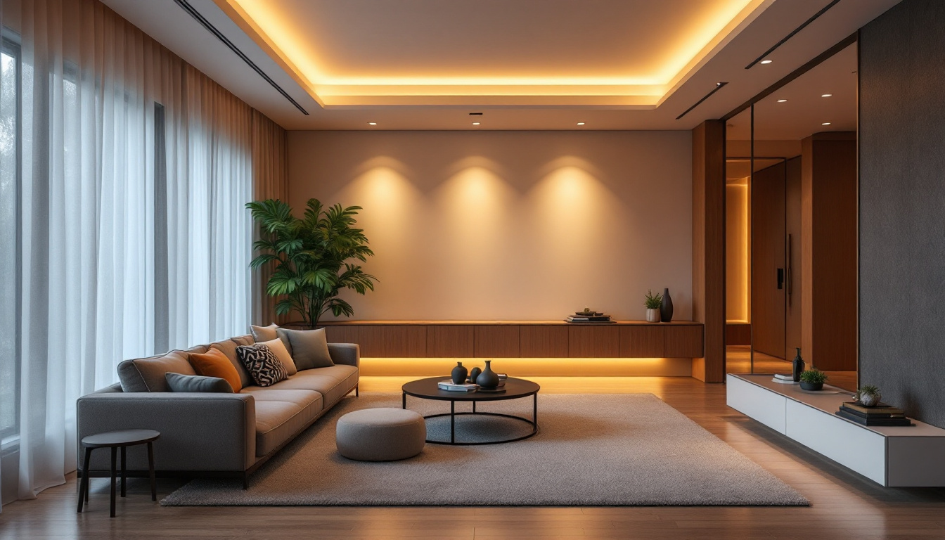 A photograph of a beautifully designed room featuring led recessed lighting
