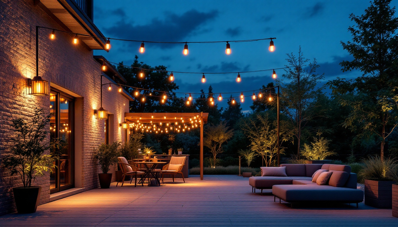 A photograph of a beautifully illuminated outdoor space at dusk
