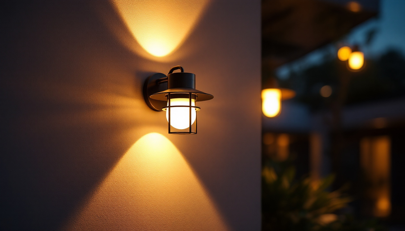 A photograph of a beautifully designed outdoor wall sconce mounted on a stylish exterior wall