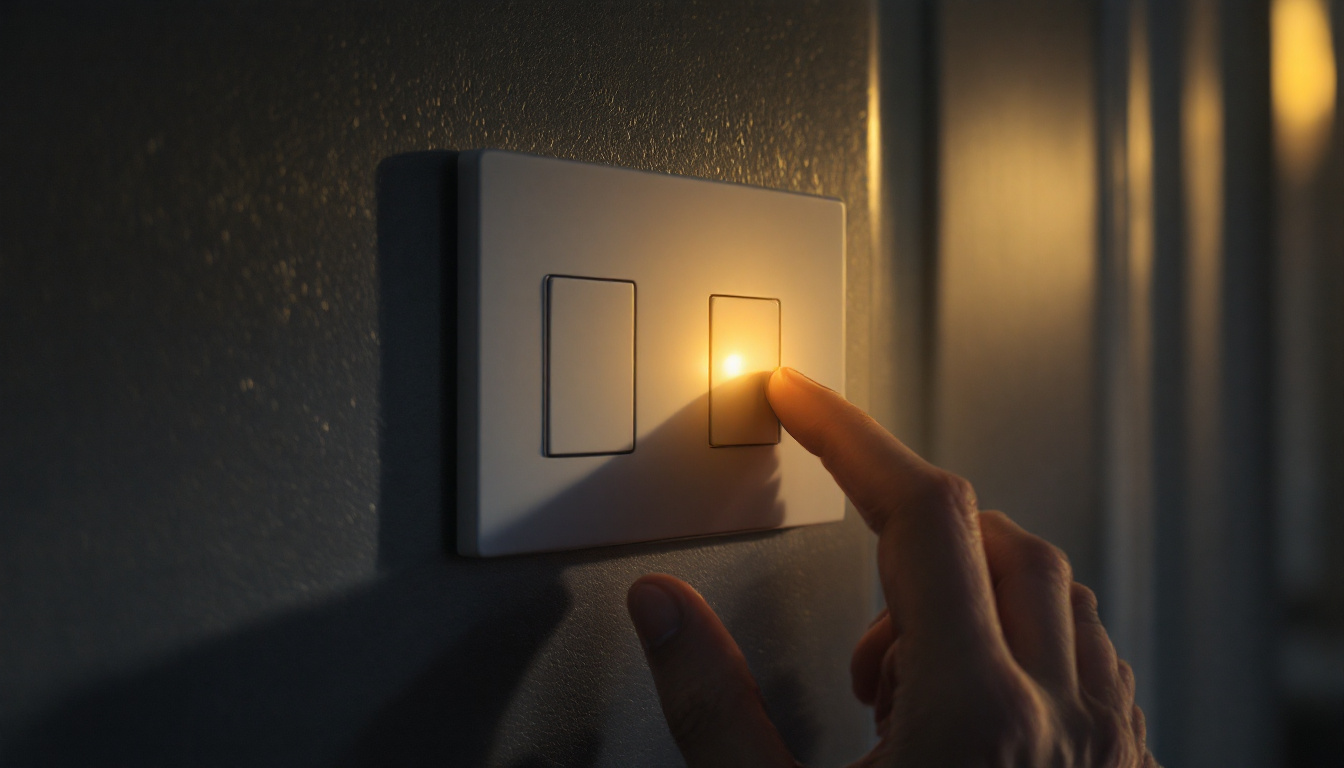 A photograph of capture a photograph of a single pole switch in a well-lit room